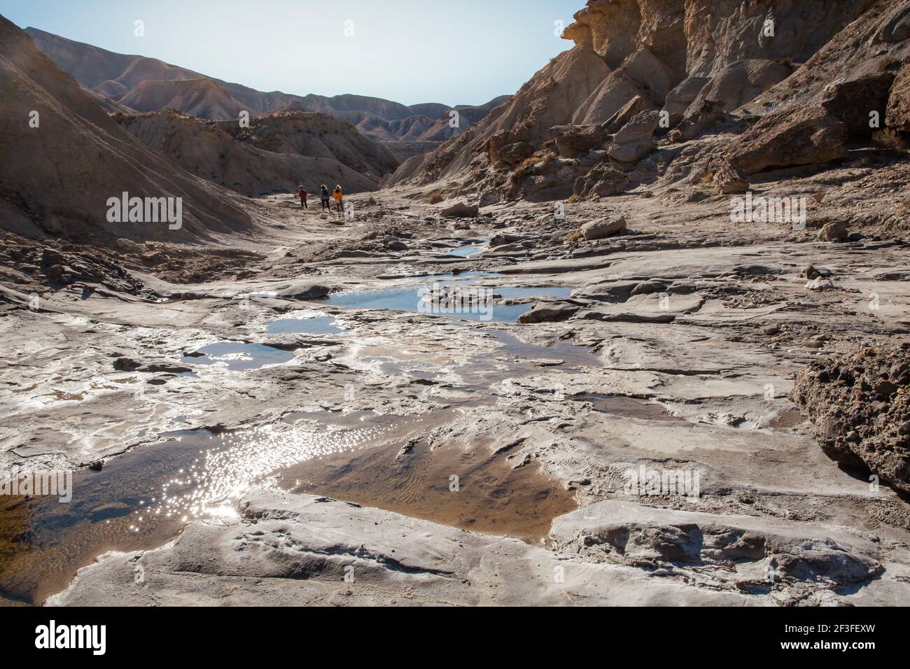 Hiking  landscape in the Tabernas desert Almeria Spain Nature adventure Travel Europe Stock Photo