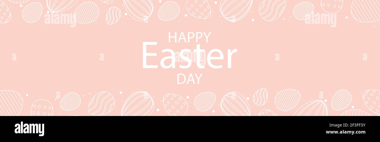 Pink Easter background with holiday congratulations - Vector illustration Stock Vector