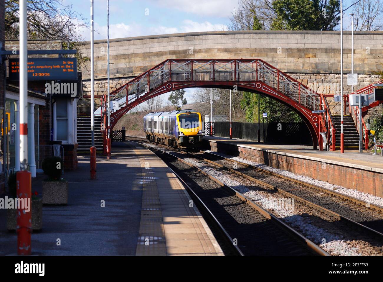 A Northern Rail Class 195 train arriving at Garforth Station Stock ...