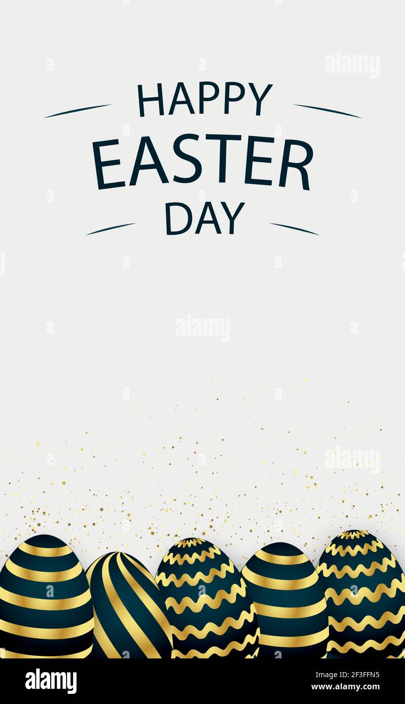Easter background with festive black and gold eggs - Vector illustration Stock Vector