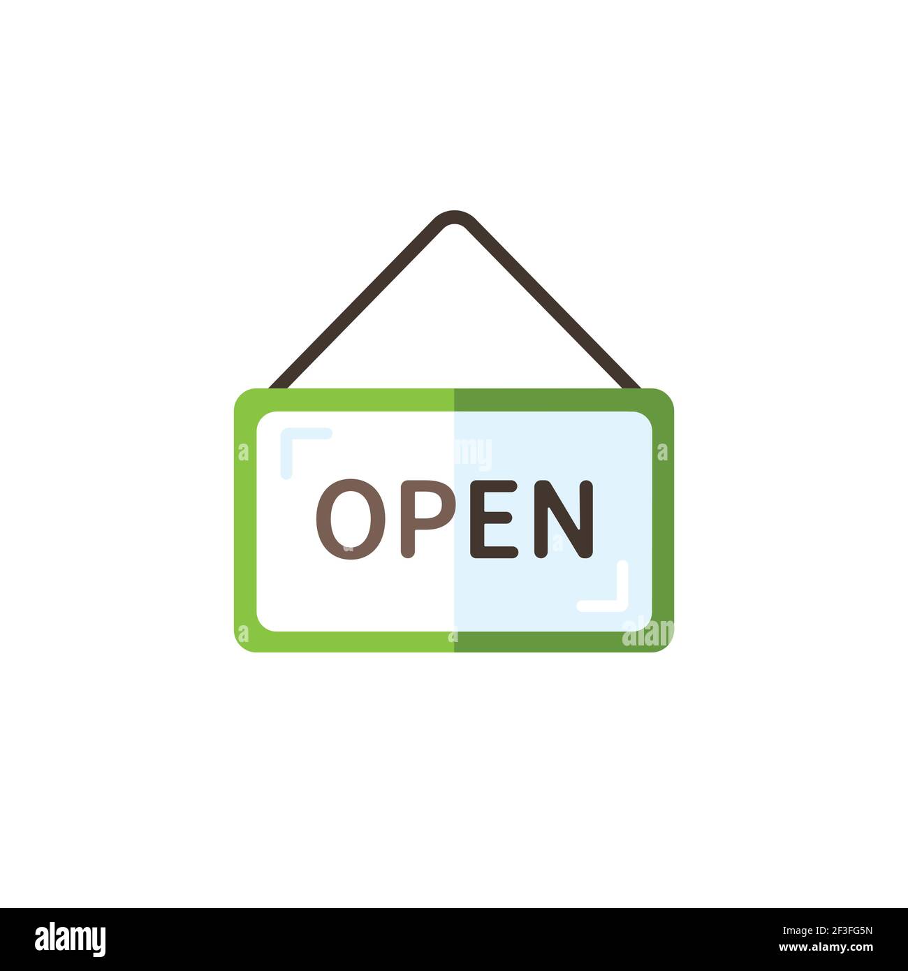 Open notice. Label with text. Flat color icon. Isolated commerce vector ...