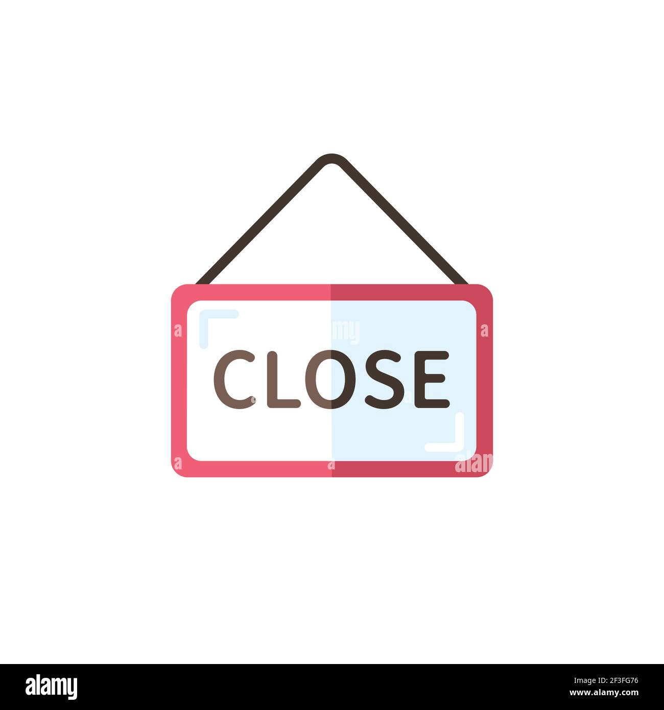 Close notice. Label with text. Flat color icon. Isolated commerce ...