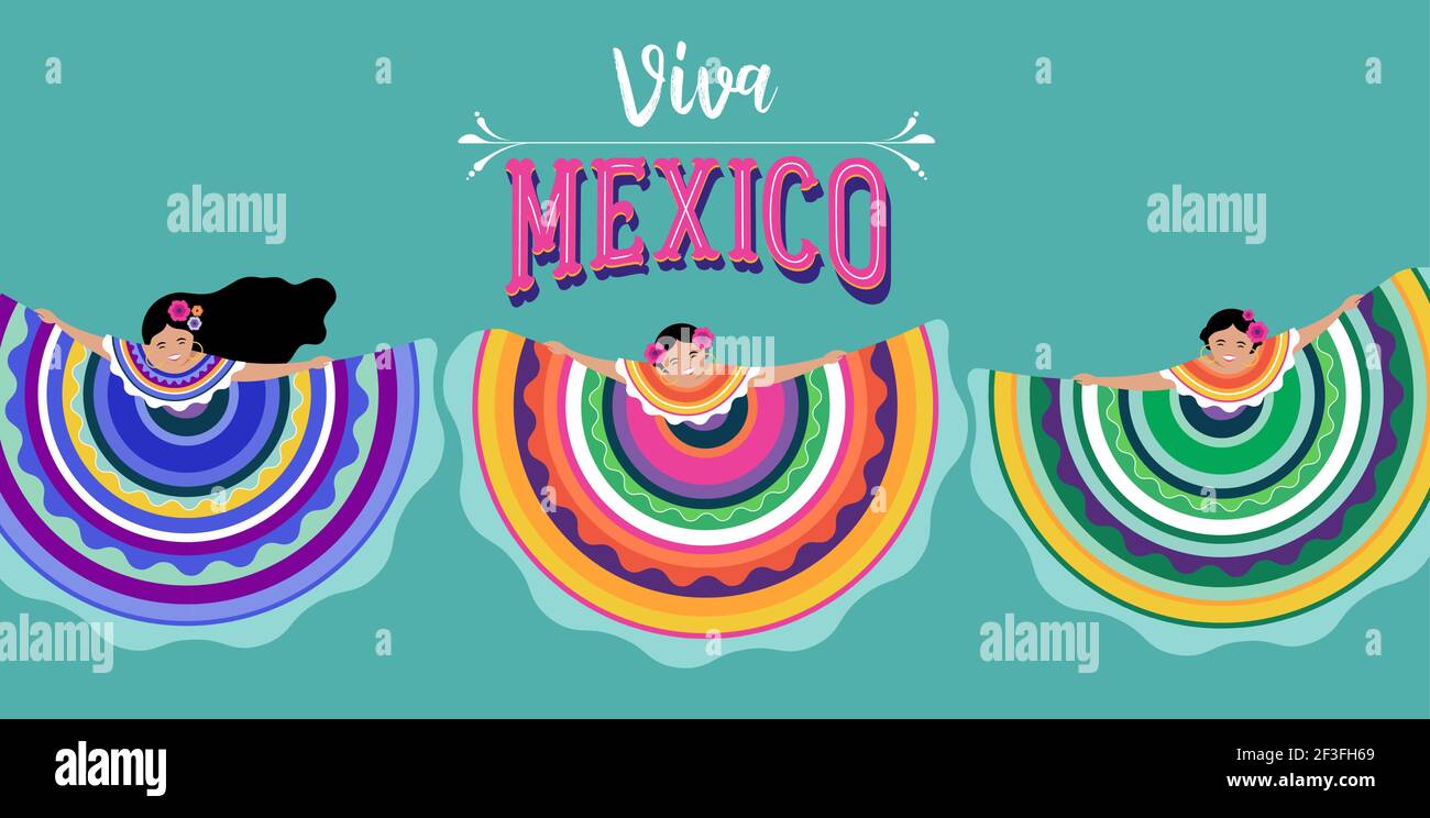 Viva Mexico, independence day, Cinco de Mayo, federal holiday in Mexico. Fiesta banner and poster design with flags, flowers, decorations Stock Vector