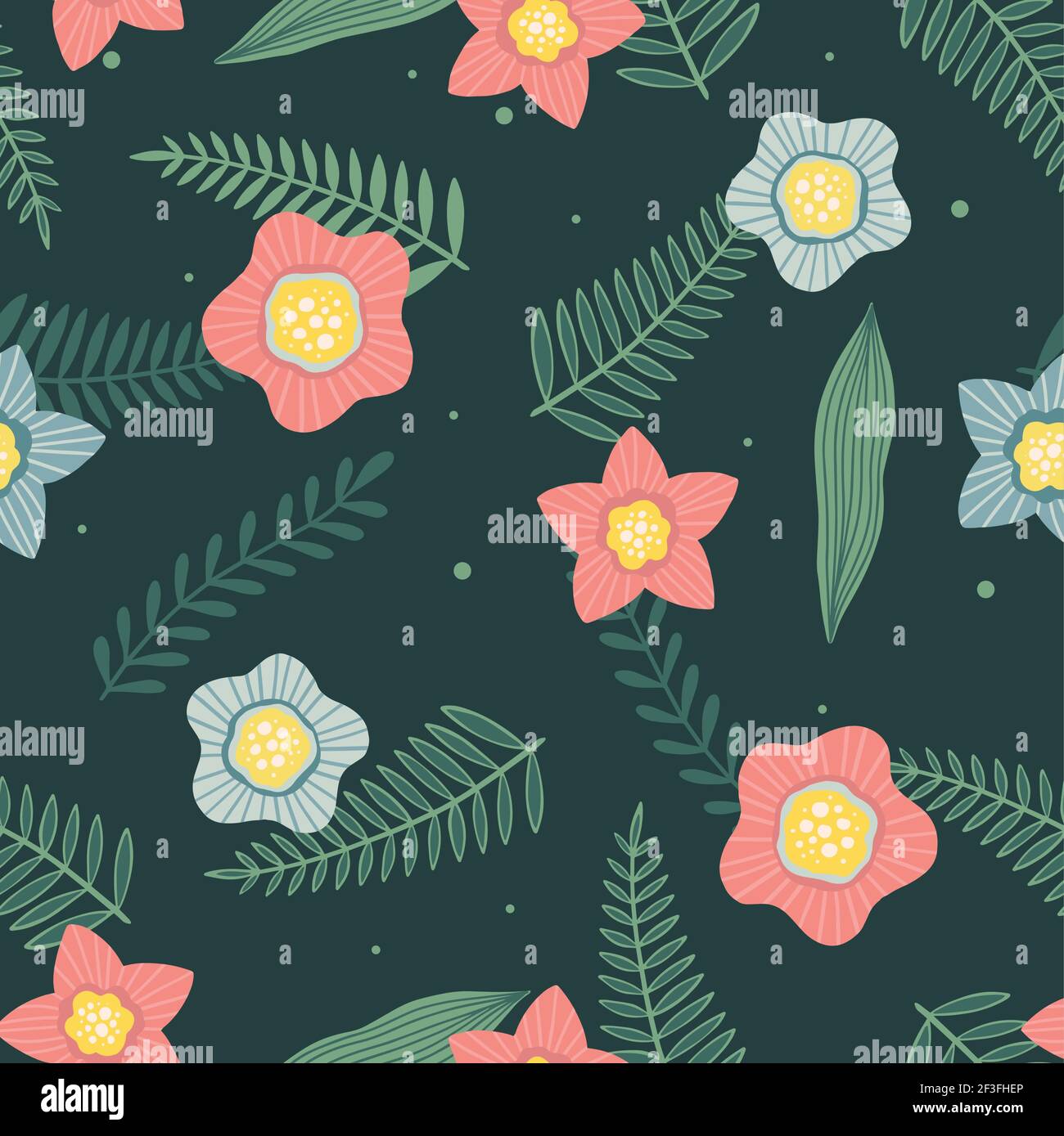 Seamless pattern with flowers and leaves. Creative floral texture ...