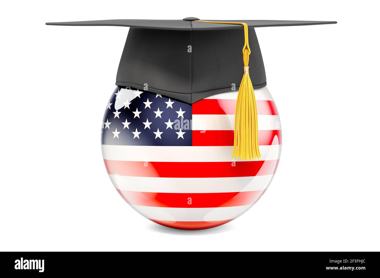 Education in the United States concept. The USA flag with graduation cap,  3D rendering isolated on white background Stock Photo - Alamy