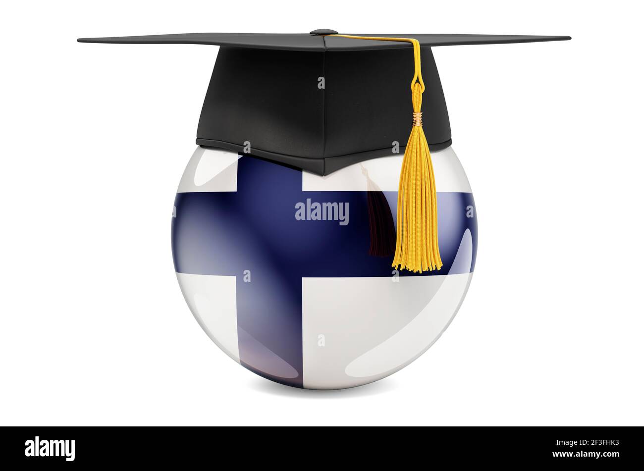Education in Finland concept. Finnish flag with graduation cap, 3D  rendering isolated on white background Stock Photo - Alamy