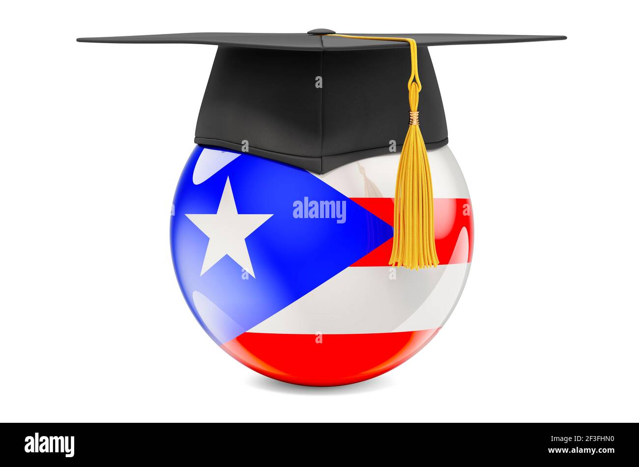 Education in Puerto Rico concept. Puerto Rican flag with graduation cap, 3D  rendering isolated on white background Stock Photo - Alamy
