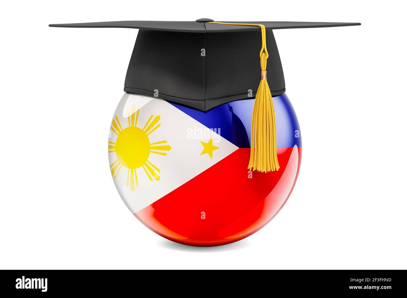 Education in Philippines concept. Philippines flag with graduation cap