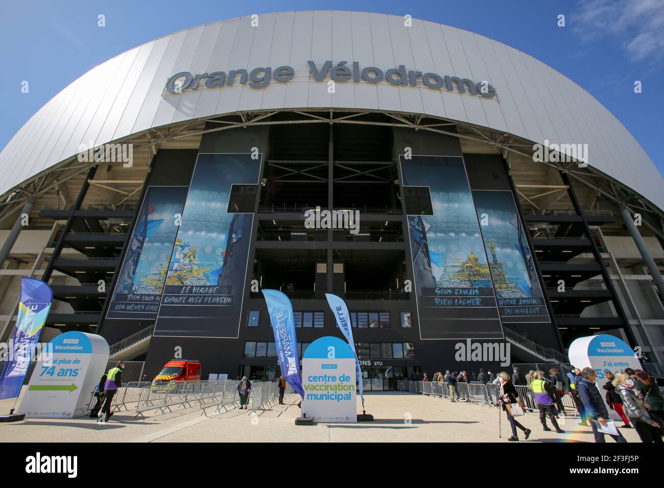 The Orange Velodrome Football Stadium In The City Of Marseille Hosts A New Vaccination Center Against Covid 19 Stock Photo Alamy