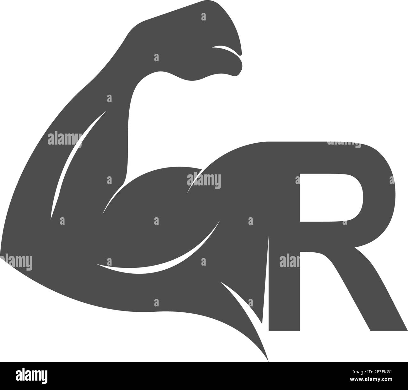 Letter R logo icon with muscle arm design vector illustration Stock ...