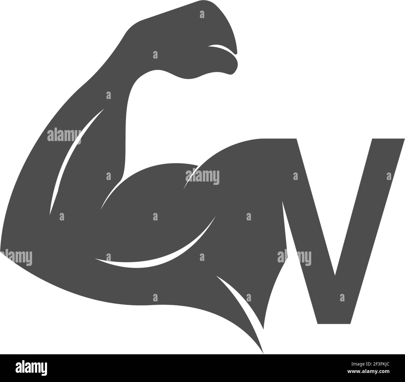 Letter V logo icon with muscle arm design vector illustration Stock ...