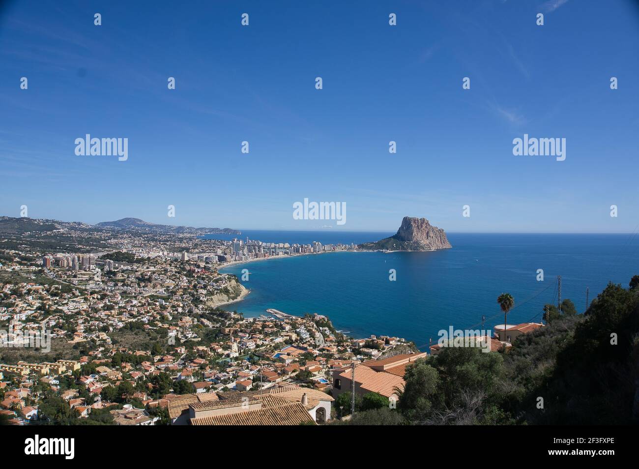view of the coastal town of Alfas del PI, located in Alicante, Spain ...