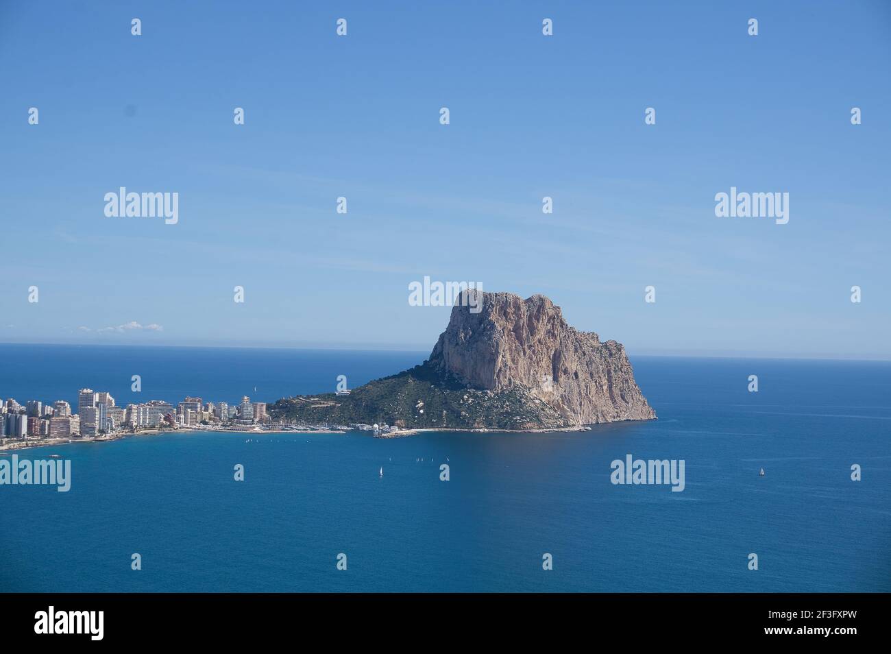 view of the coastal town of Alfas del PI, located in Alicante, Spain ...