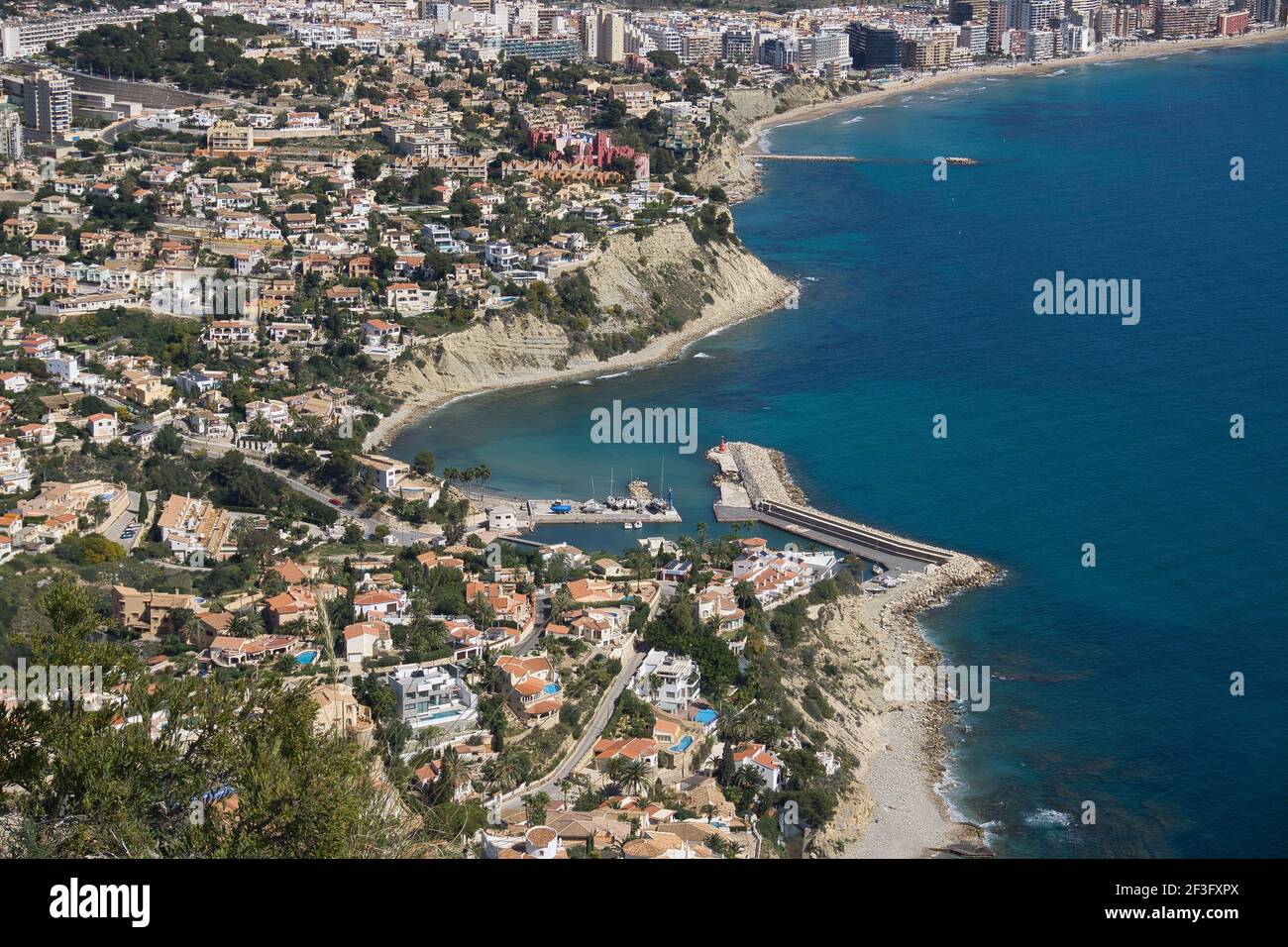 view of the coastal town of Alfas del PI, located in Alicante, Spain ...