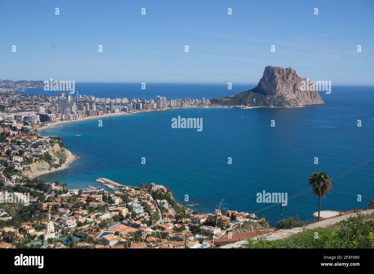 view of the coastal town of Alfas del PI, located in Alicante, Spain ...