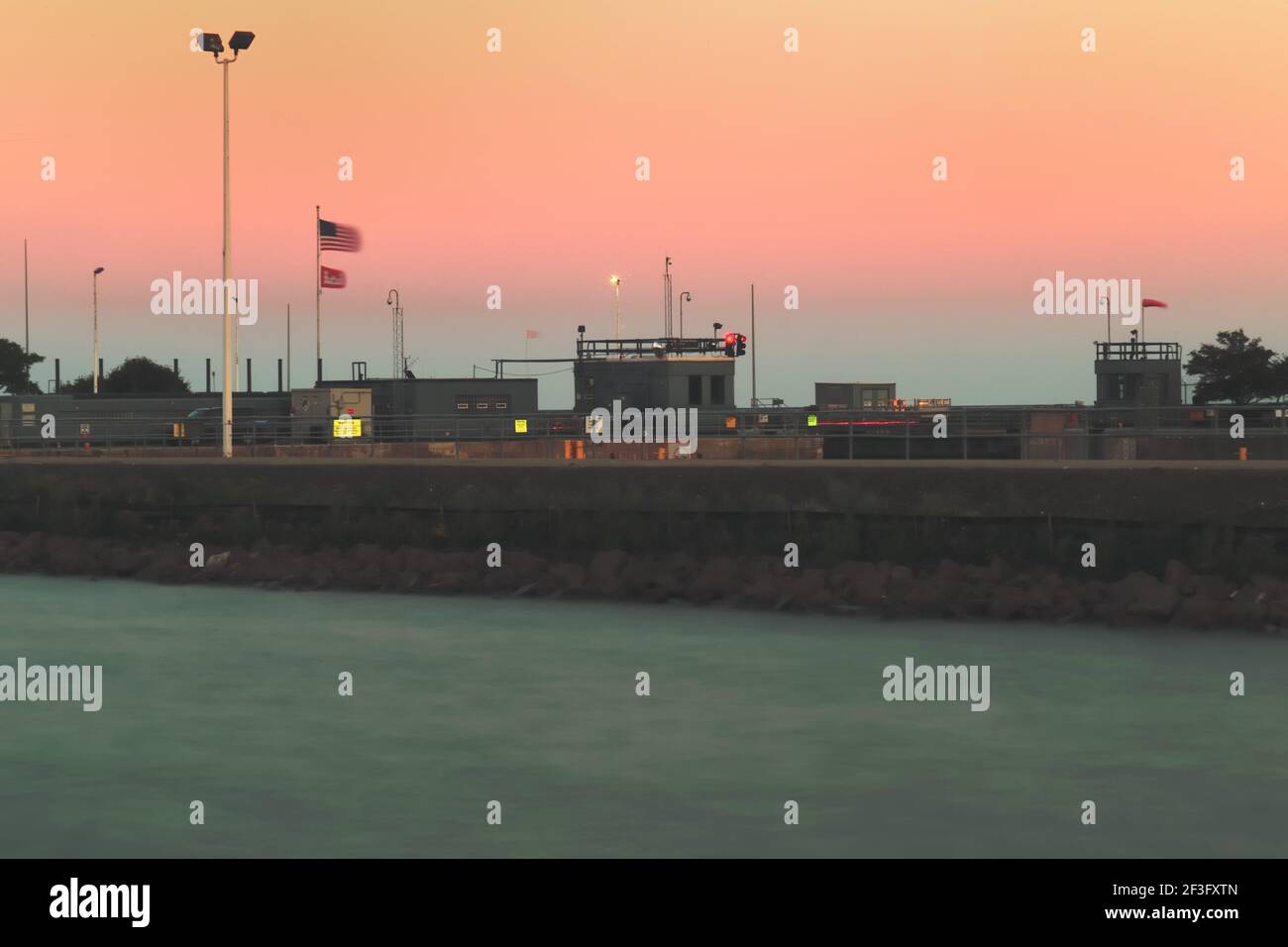 Chicago, Illinois, USA. Lock that provides a link between the Chicago