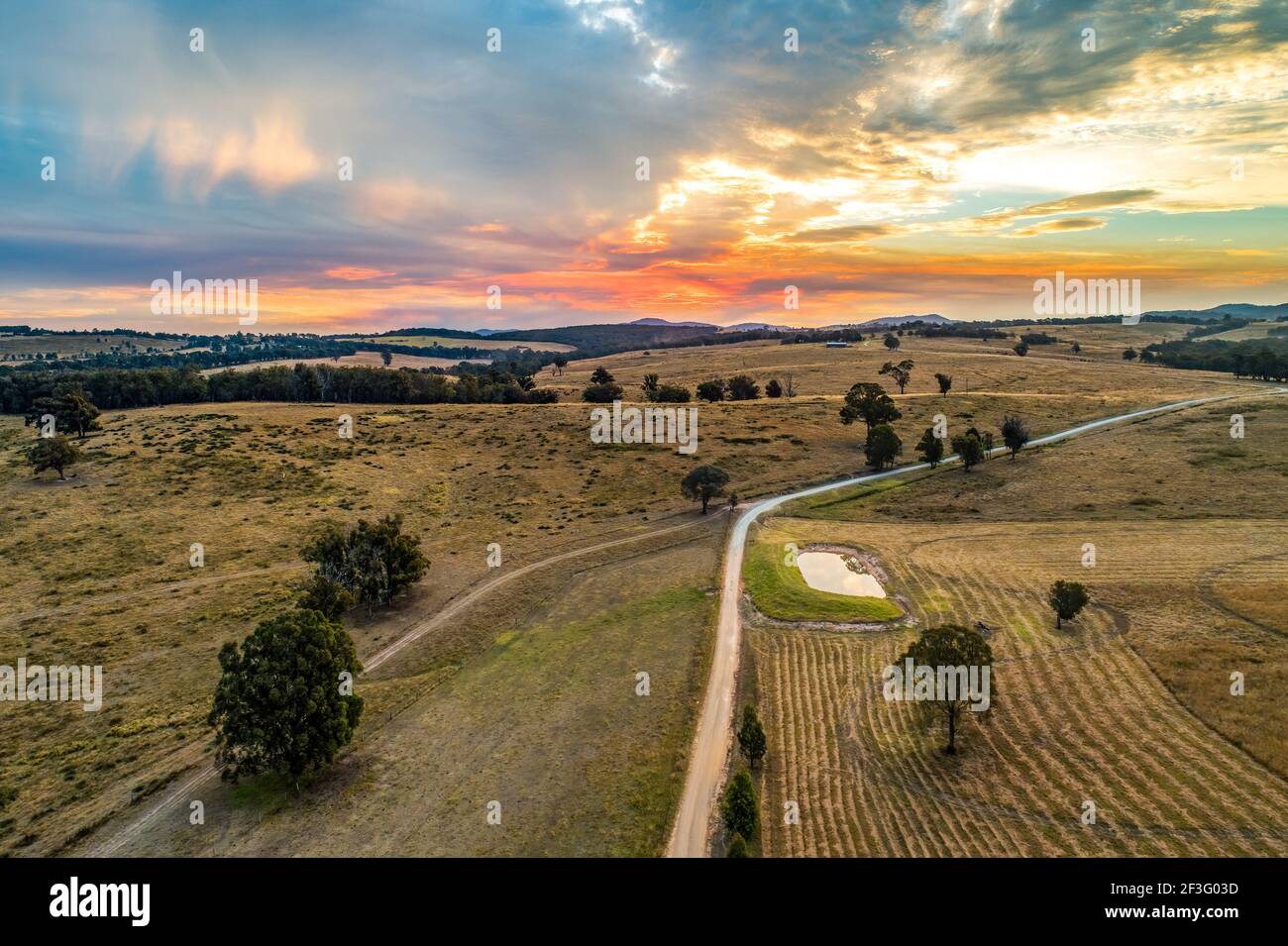 Aerial amazing sunrise over meadows hi-res stock photography and images ...