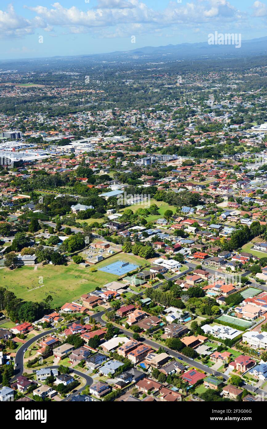 Aerial views of Southern suburbs of Brisbane, Austraia. Stock Photo