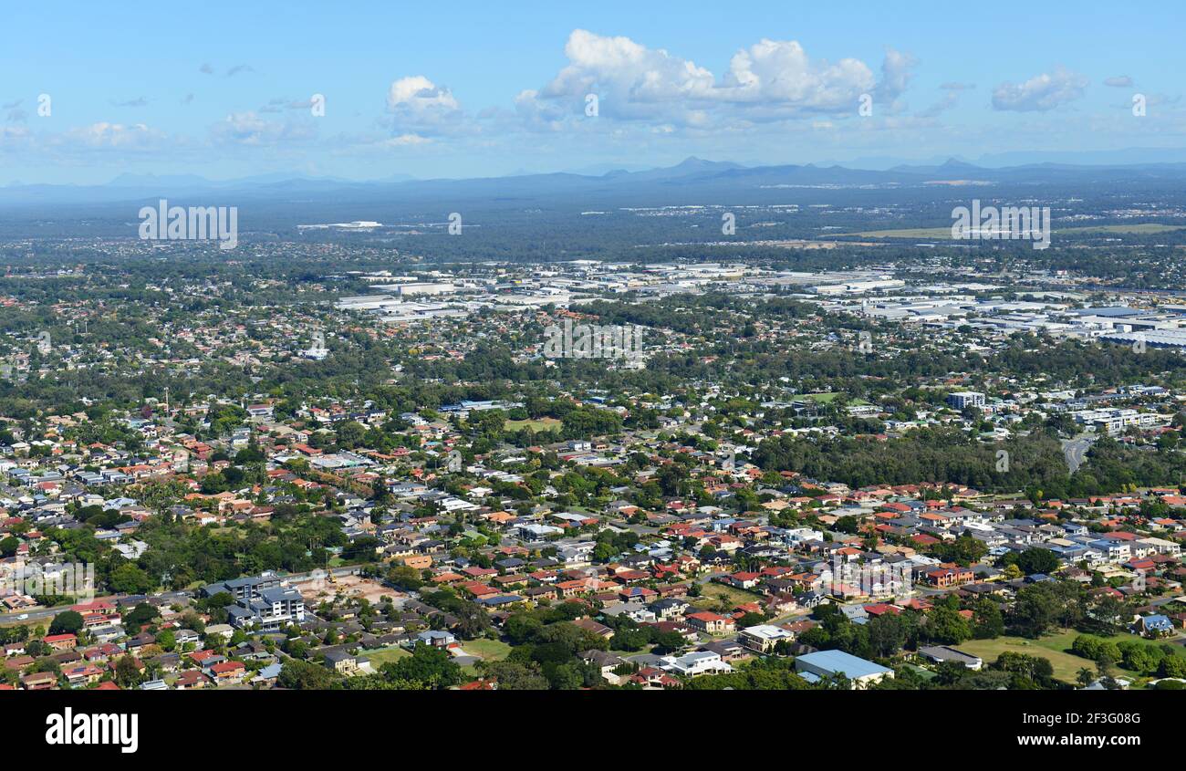 Aerial views of Southern suburbs of Brisbane, Austraia. Stock Photo