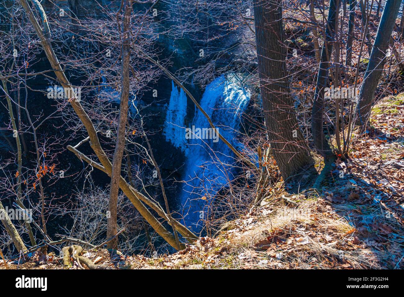 Waterfalls in Hamilton Ontario Canada in winter Stock Photo