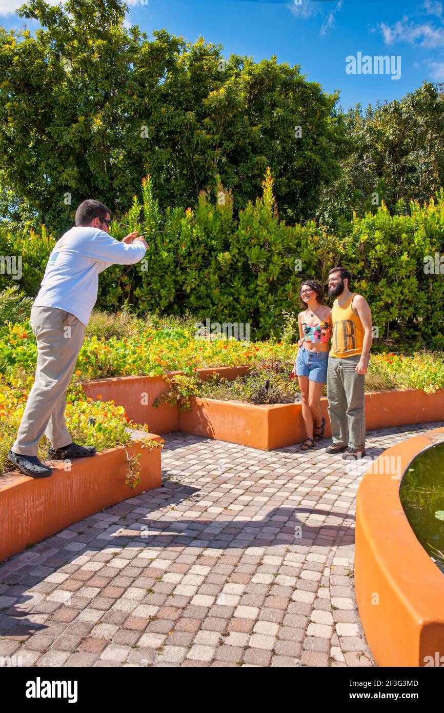 A couple poses for a photograph in the Mediterranean Section of the