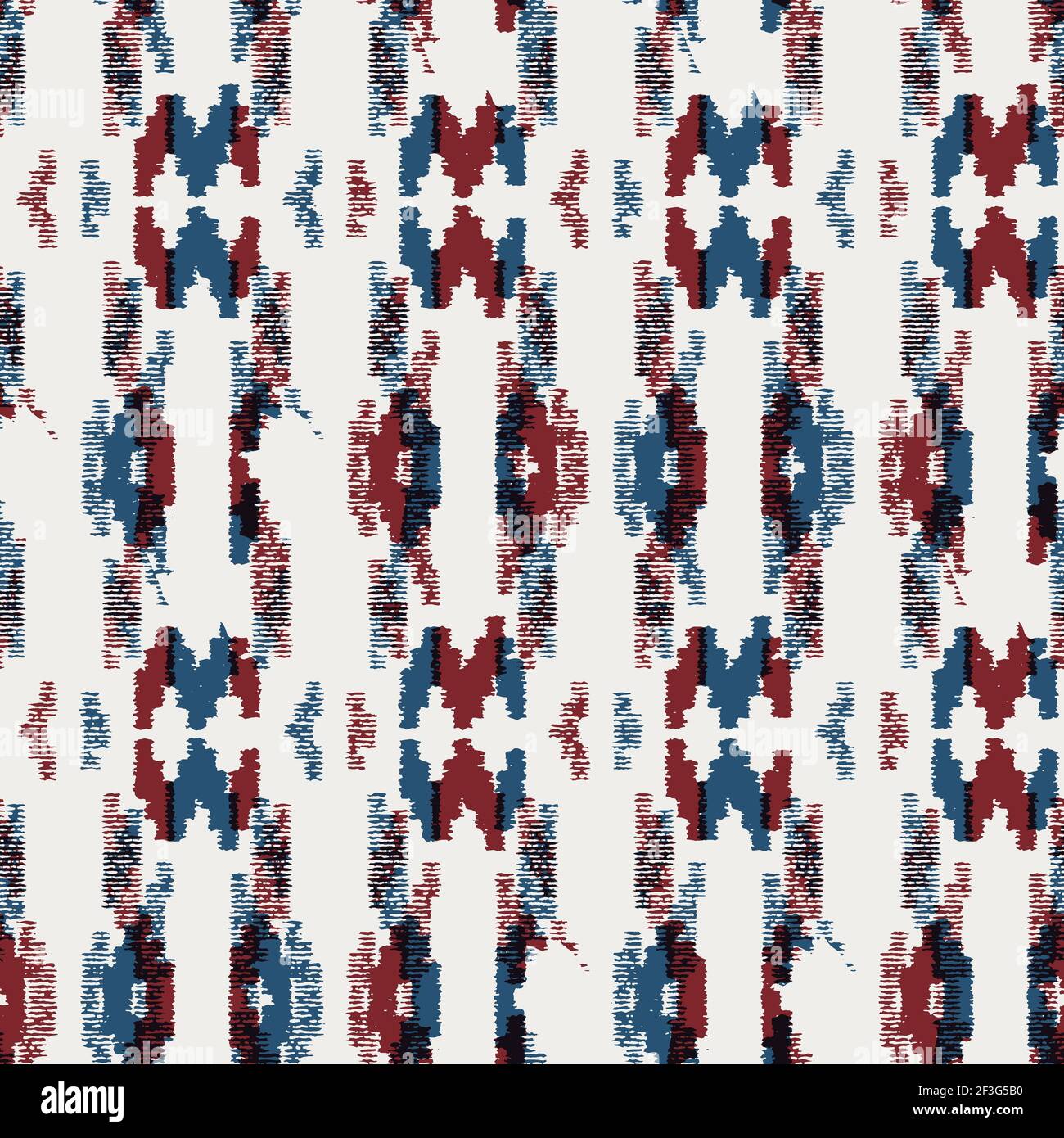 Seamless geo pattern in red blue black white Stock Photo - Alamy