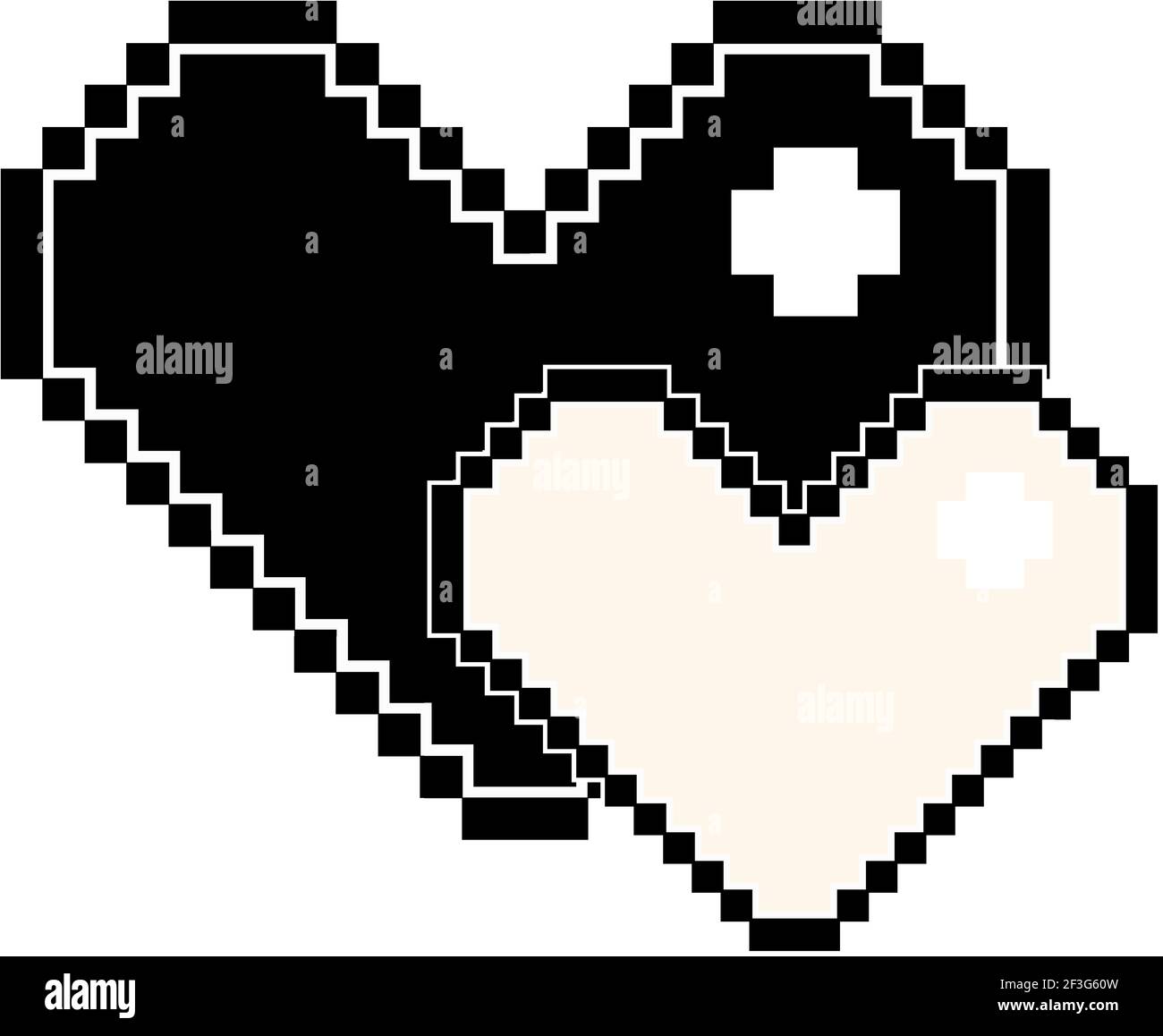 Black and white pixel heart isolated illustration Stock Vector Image ...