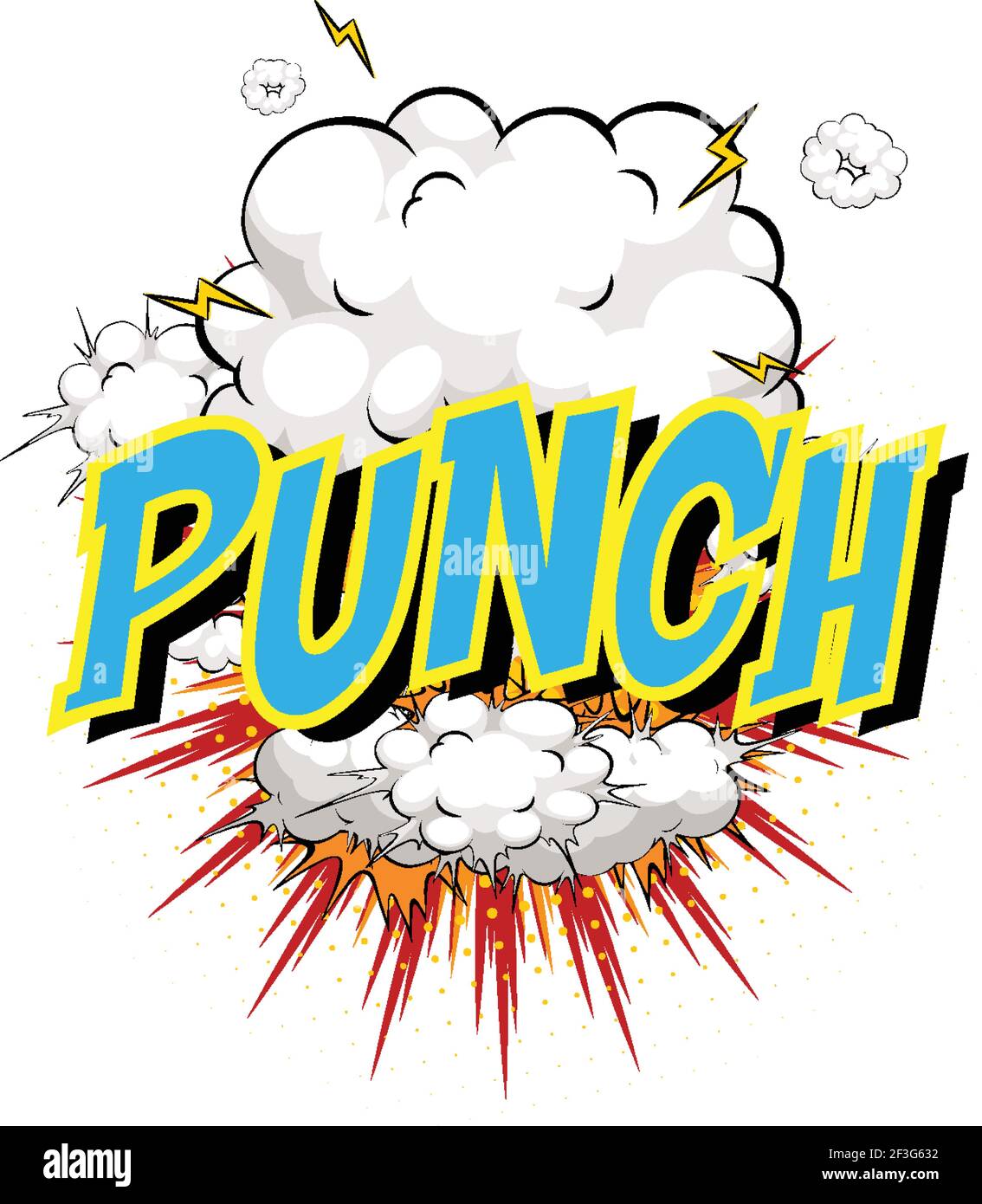 Word Punch on comic cloud explosion background illustration Stock