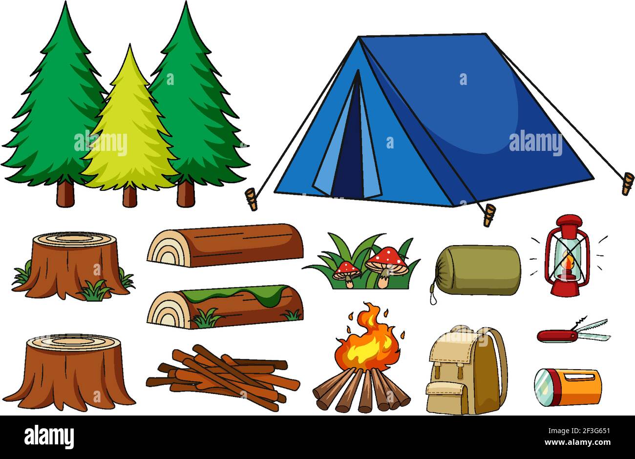 Set of camping items isolated illustration Stock Vector Image & Art - Alamy