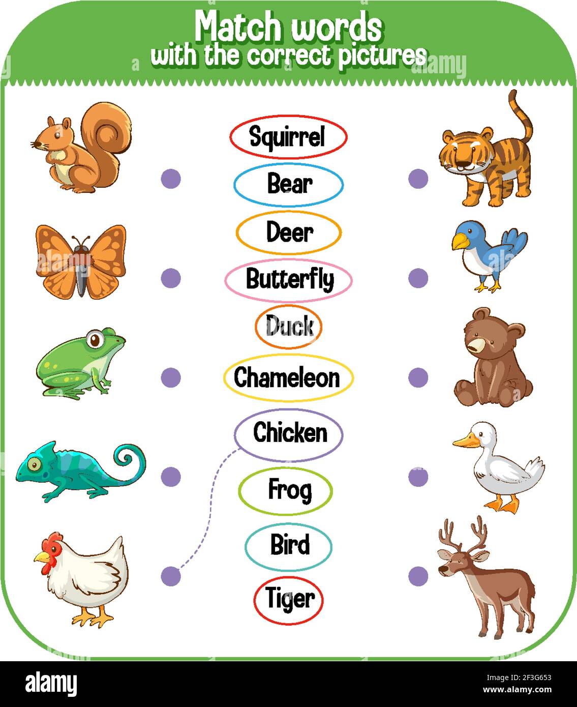 Match words with the correct pictures game for kids illustration Stock ...