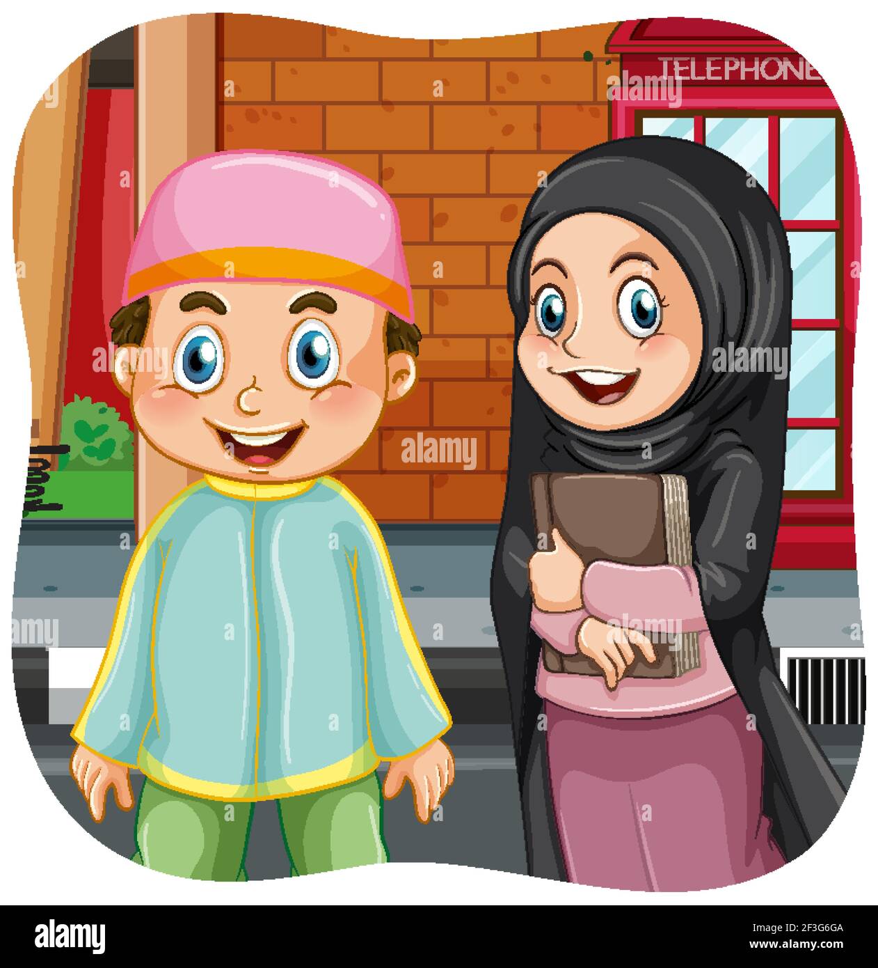 Muslim sister and brother cartoon character illustration Stock Vector Image  & Art - Alamy