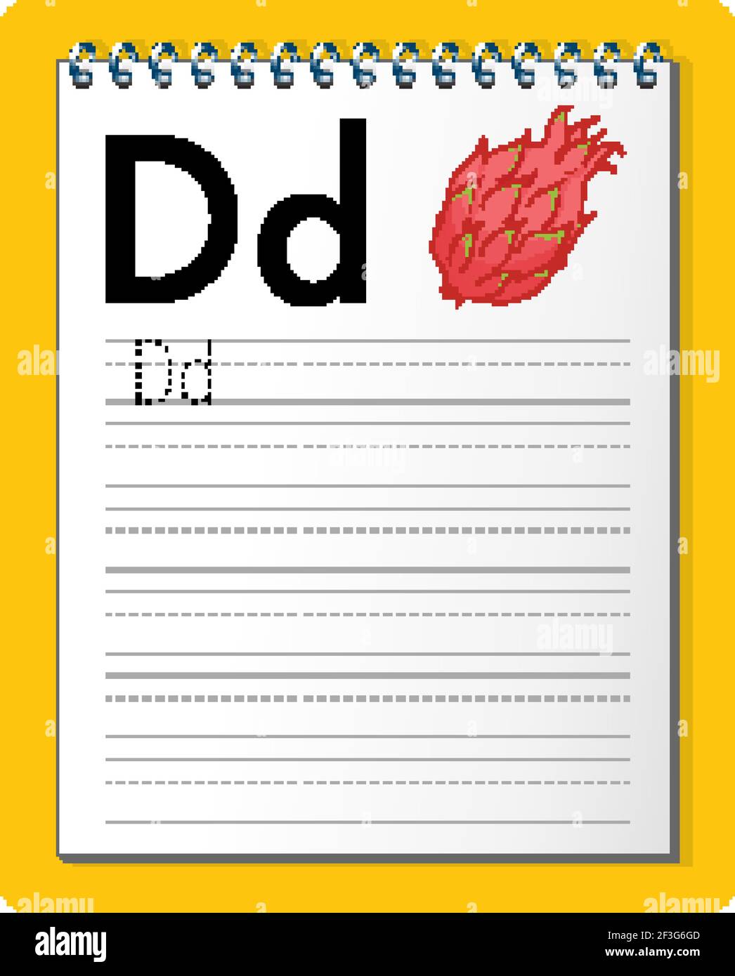 Alphabet tracing worksheet with letter D and d illustration Stock ...
