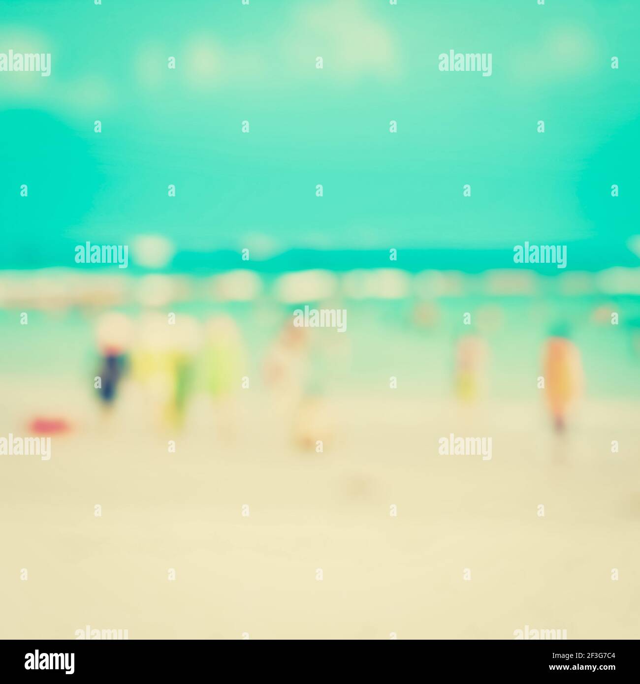 Blurred people at the beach - vintage tone Stock Photo