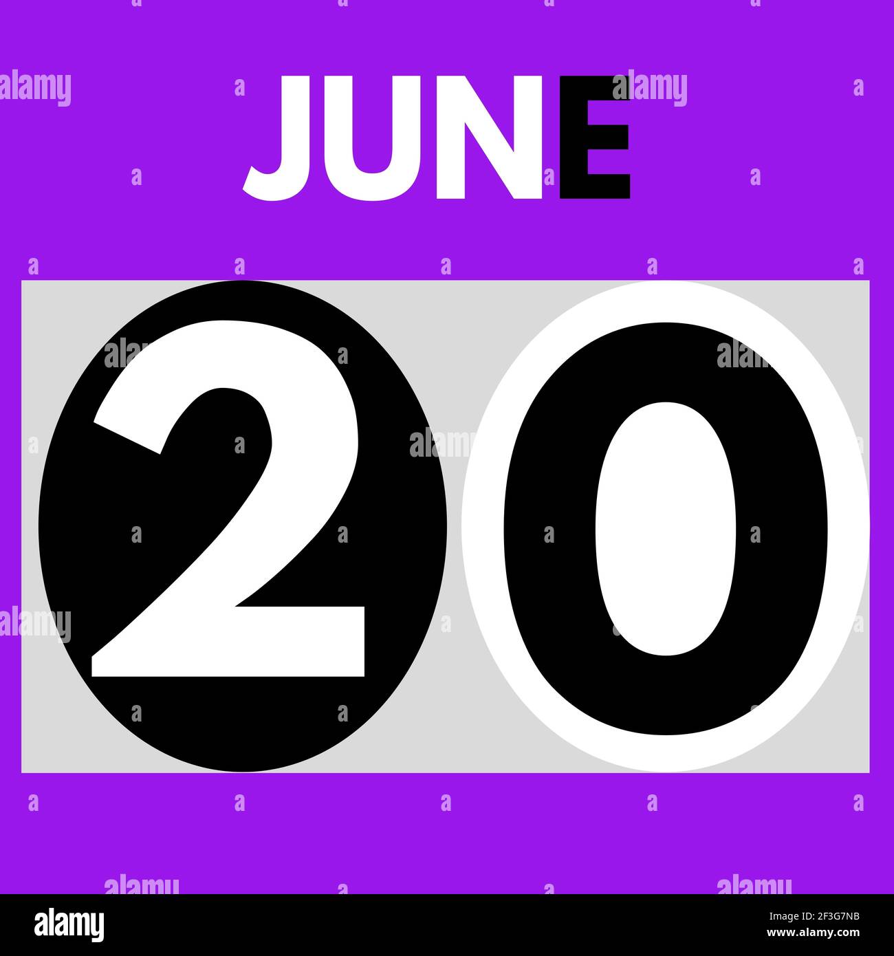 June 20 . Modern daily calendar icon .date ,day, month .calendar for the month of June Stock Photo