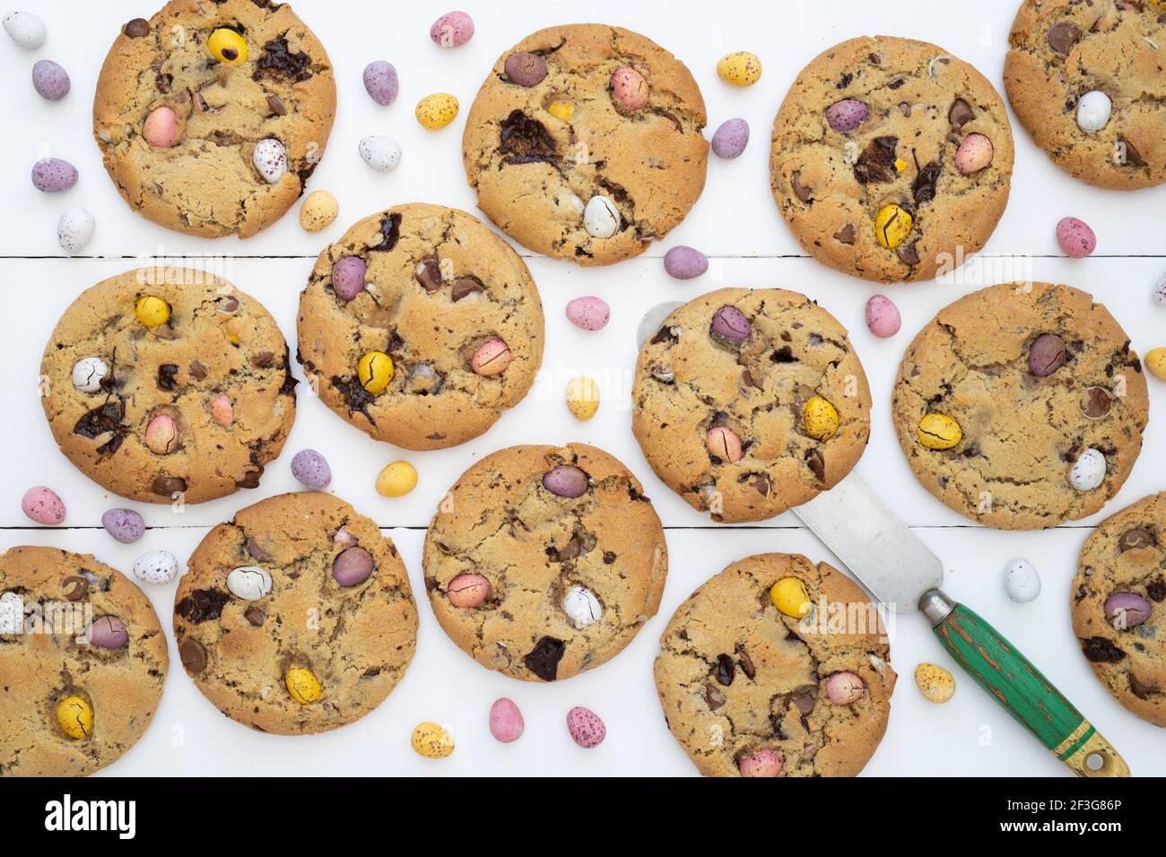 Homemade chocolate mini egg cookies Stock Photo Alamy