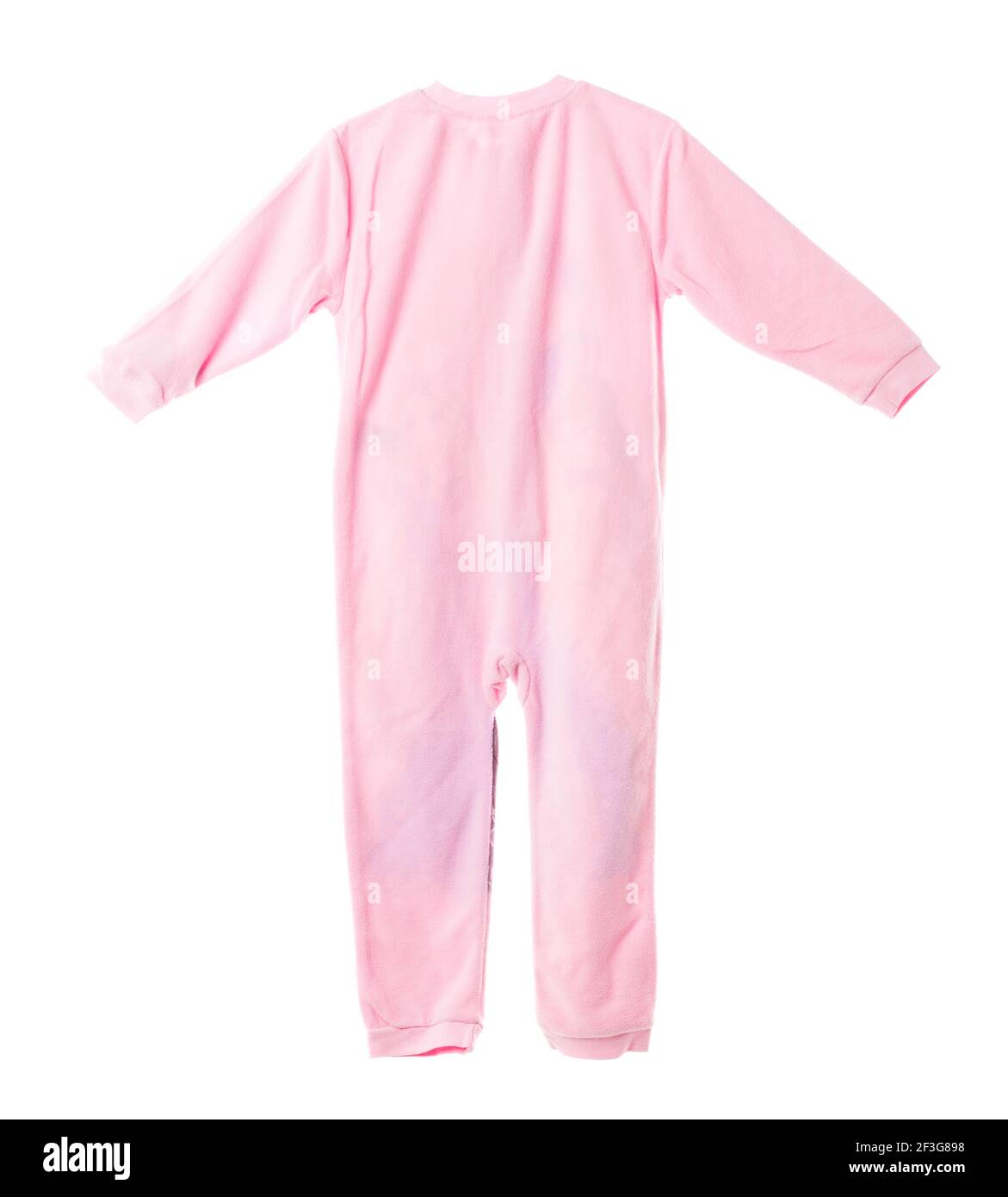 Pink fleece pajamas. Back side. Isolated on a white background Stock