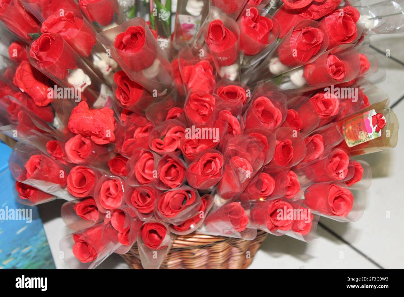 Small Size Red Color Fabric Roses Bunch 2 Of 12 PCS.