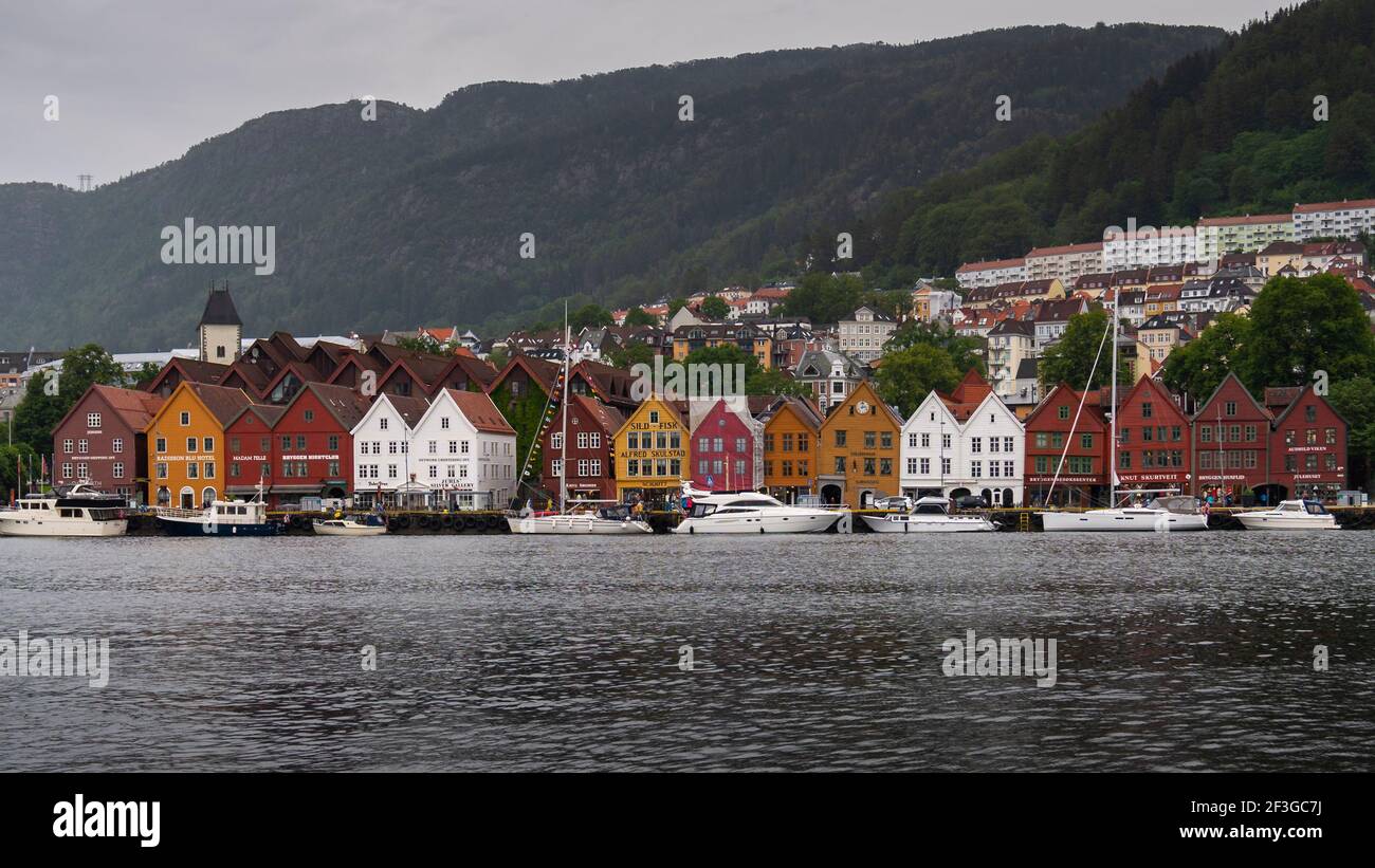 Colorful Buildings In Bergen Stock Photo