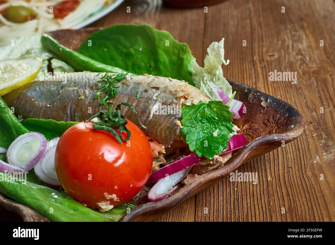 Vietnamese caramel trout Asianinspired onepan fish dish Stock Photo
