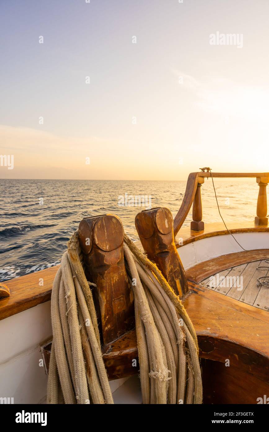 Wooden sailing ship at sea Stock Photo Alamy