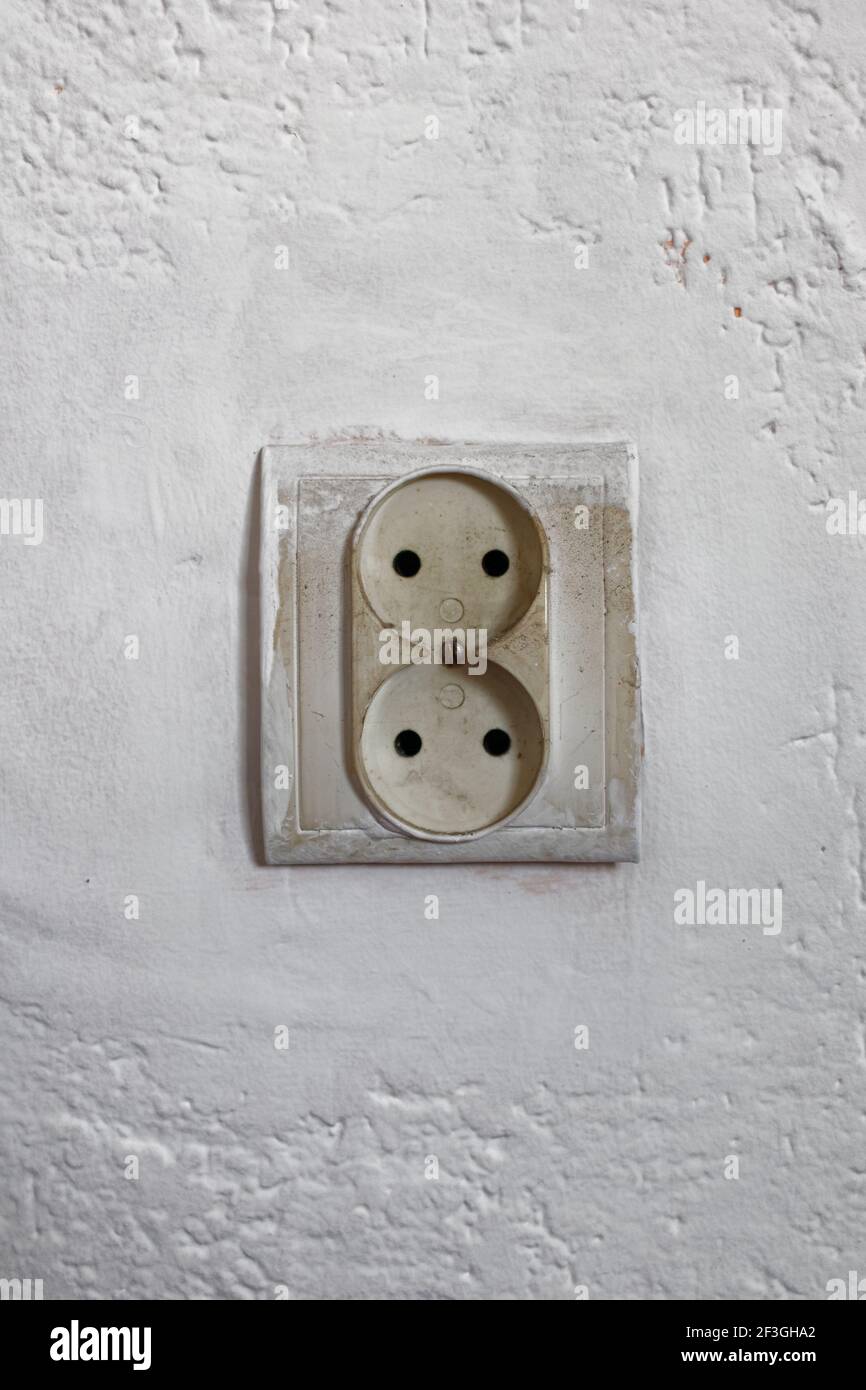 Old wall power outlets Stock Photo Alamy