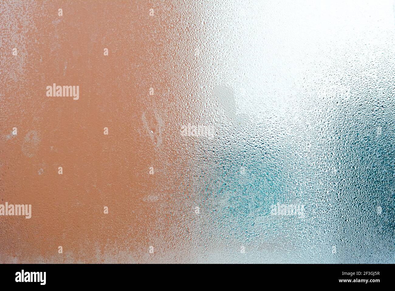 Frosted glass texture with steam & water drops Stock Photo