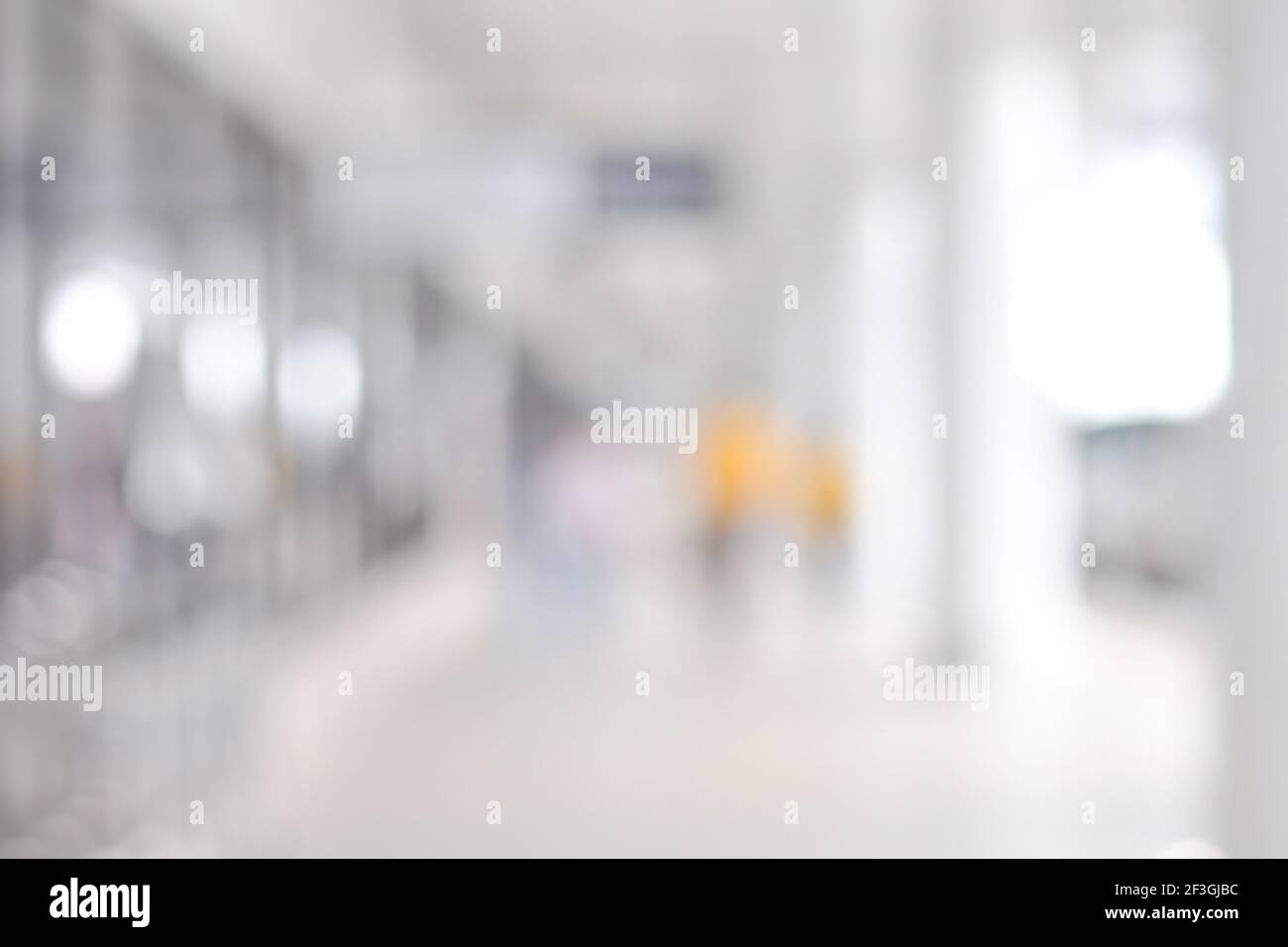 White blur abstract background from building hallway (corridor) Stock Photo