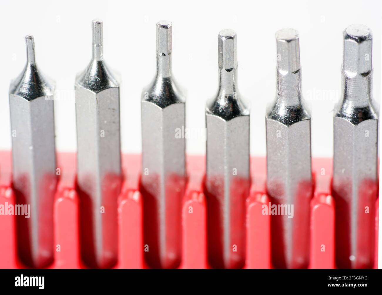 Screwdriver Bit Red Color Screwdriver bits made from tool steel in the red box photographed ...