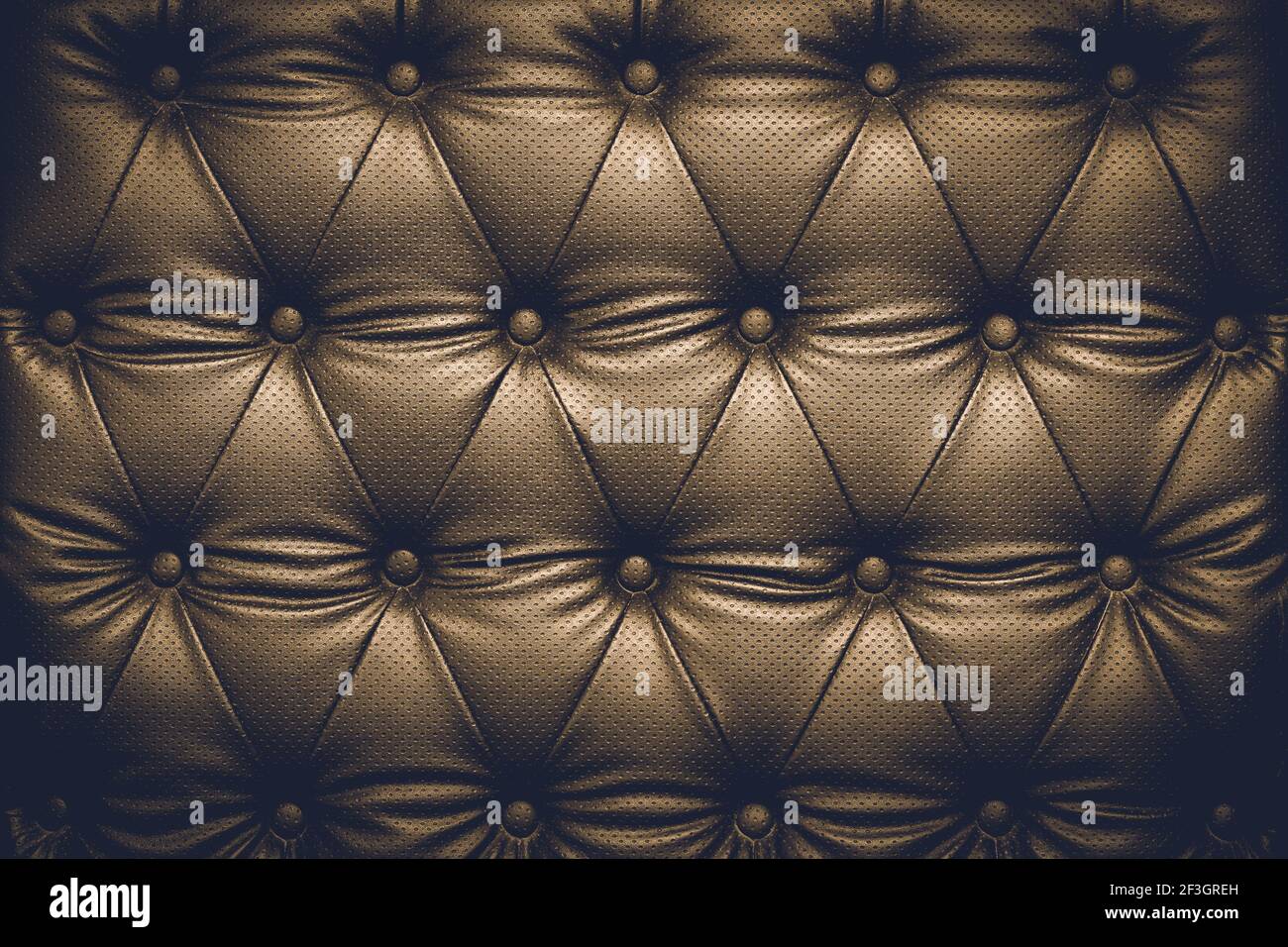 Black leather texture background with buttoned pattern Stock Photo