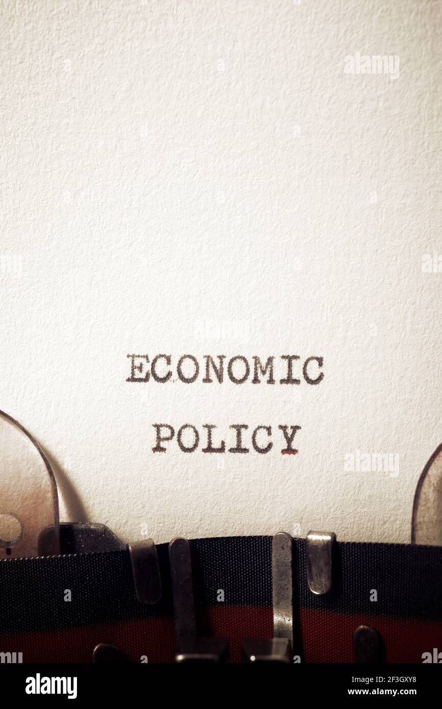 Economic policy phrase written with a typewriter Stock Photo Alamy