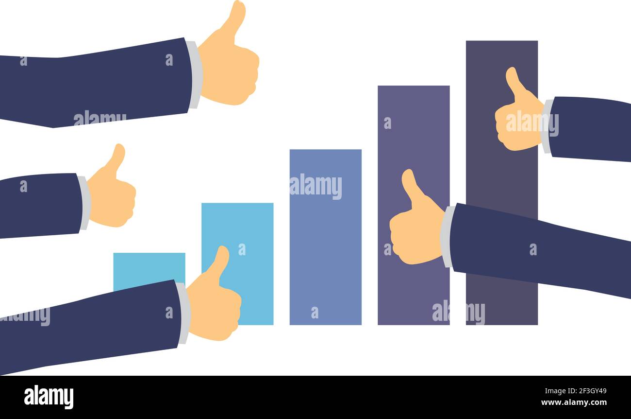 Market stock graph with thumb up hands. Concept of success and ...