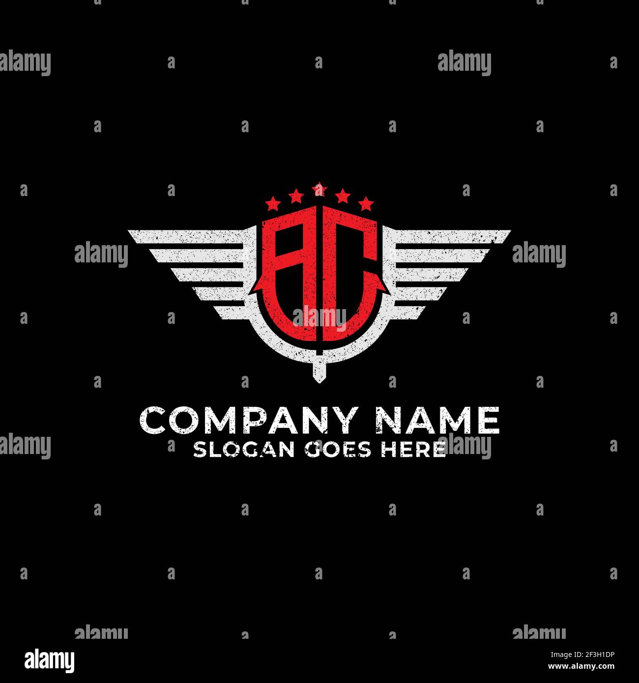 BC logo design shield, initial name BC or CB with grunge vintage style Stock Vector