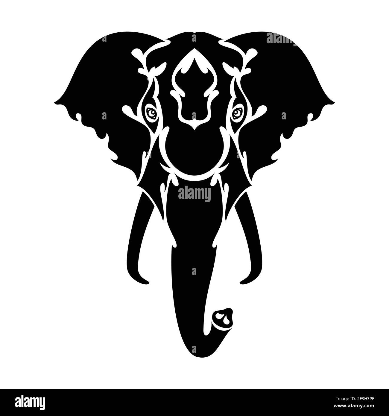 Hand-drawn abstract portrait of an elephant for tattoo, logo, wall decor, T-shirt print design or outwear. Vector stylized illustration Stock Vector