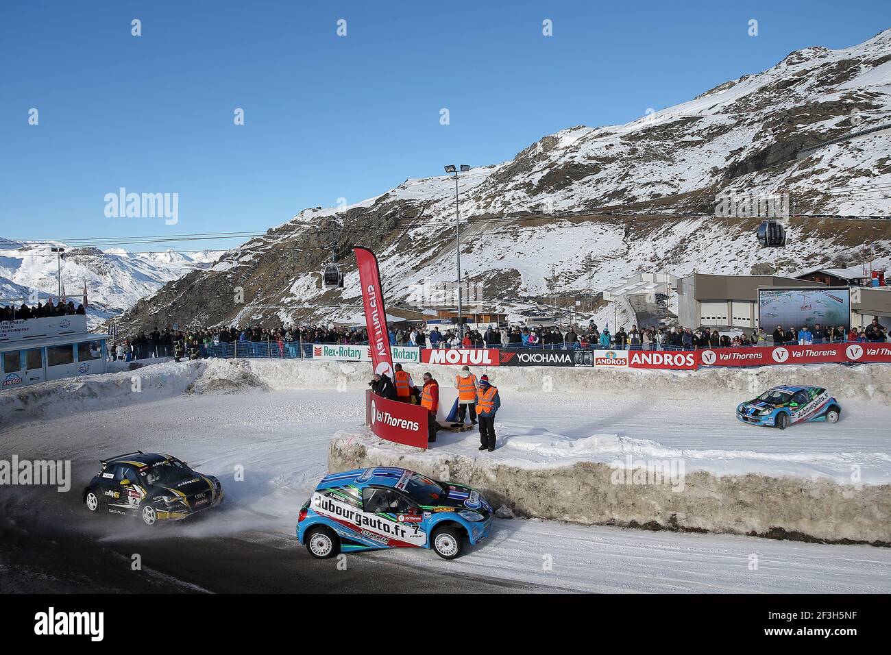 07 DUBOURG Andréa JOUET Christophe Clio 3 action02 PANIS Olivier DEMOUSTIER  Berenice Audi A1 Quattro action during the 2015 and 2016 Ice Trophy Andros,  Val Thorens circuit, from December 5th to 6th